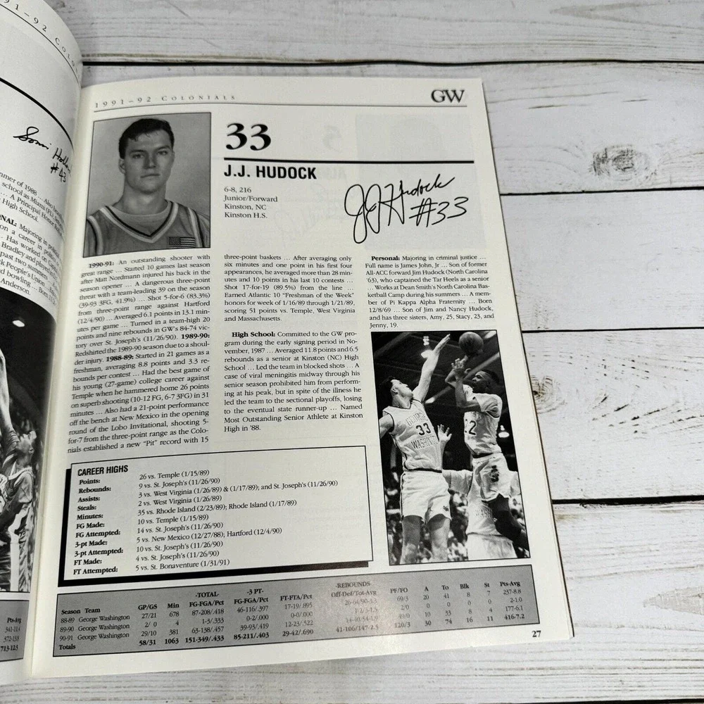 1991-92 Colonials George Washington Revolutionaries Men's Basketball Media Guide